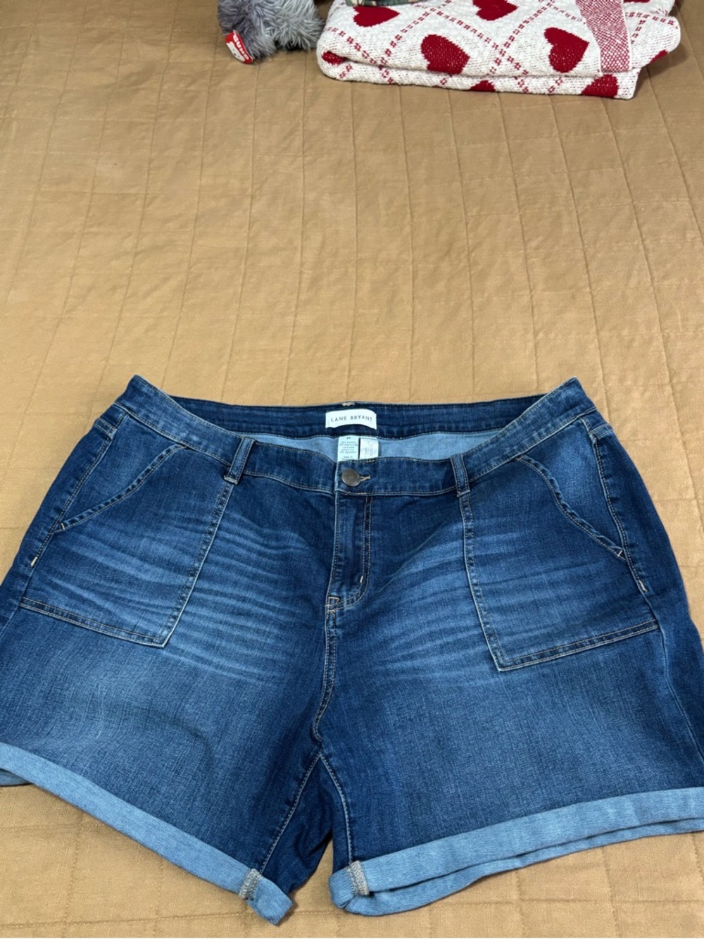 Lane Bryant Rolled-Hem Dark Blue Denim Shorts